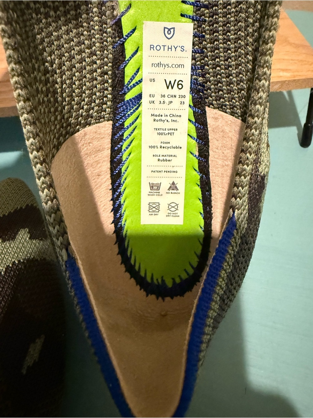 Rothy’s The Point Flats Olive Camo  Size 6 Women’s - Picture 5 of 5
